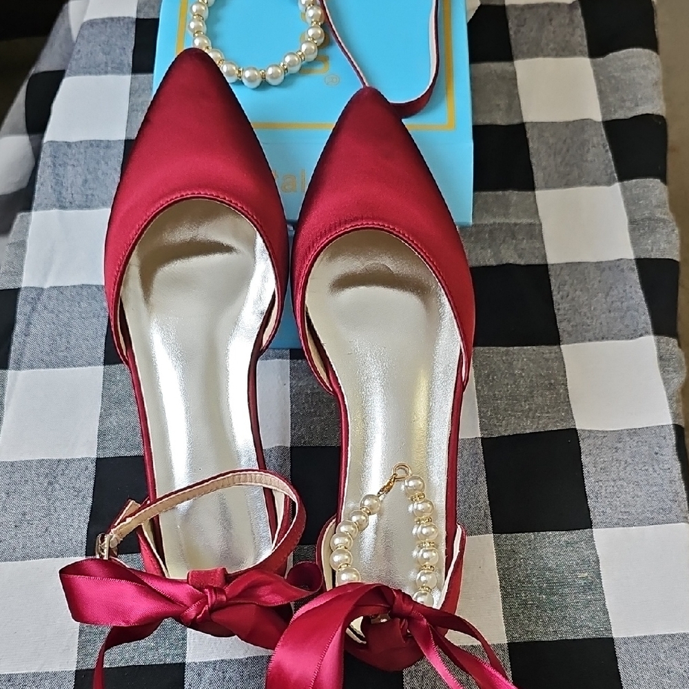 Elegant Red Satin Women's Shoes